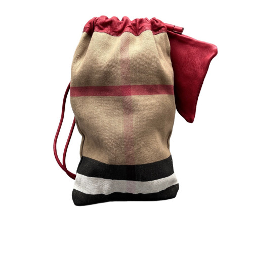 Burberry Backpack Calfskin Mega Check Beige Red Black