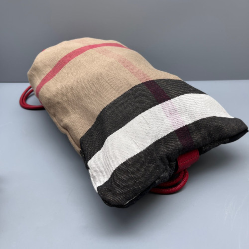 Burberry Backpack Calfskin Mega Check Beige Red Black