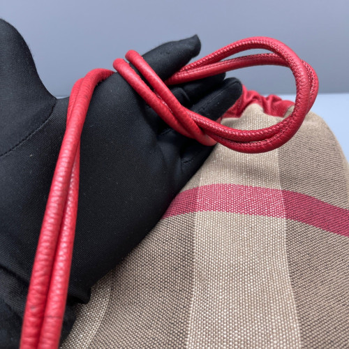 Burberry Backpack Calfskin Mega Check Beige Red Black