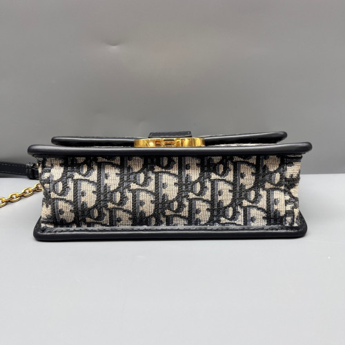 Dior 30 Montaigne Chain Flap Bag Small Oblique Black Beige