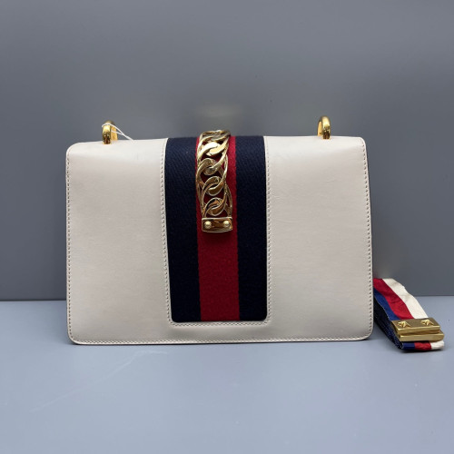 Gucci Small Sylvie Shoulder Bag Calfskin White
