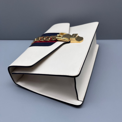 Gucci Small Sylvie Shoulder Bag Calfskin White