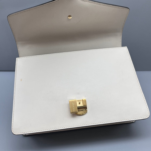 Gucci Small Sylvie Shoulder Bag Calfskin White