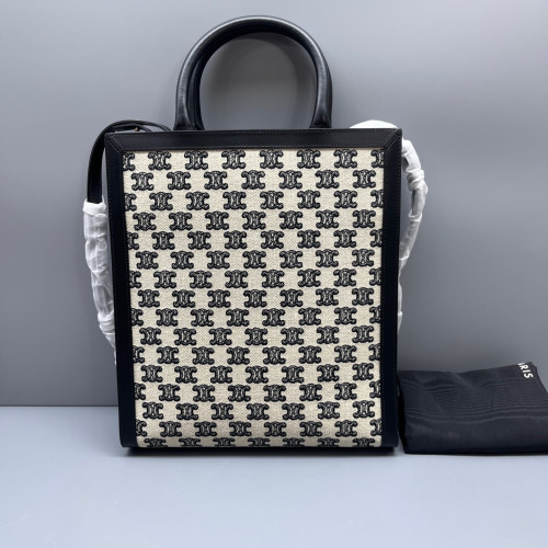 Celine Small Vertical Cabas Calfskin Triomphe Black White