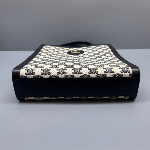 Celine Small Vertical Cabas Calfskin Triomphe Black White