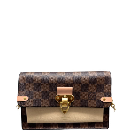 Louis Vuitton Vavin Chain Wallet Damier Ebene Beige Dark Brown Light Brown