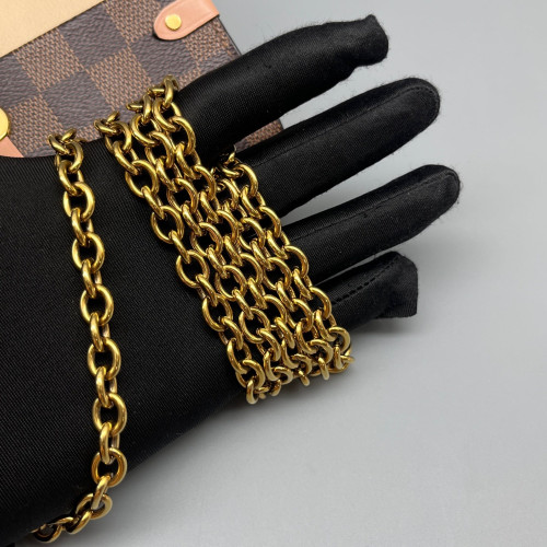 Louis Vuitton Vavin Chain Wallet Damier Ebene Beige Dark Brown Light Brown