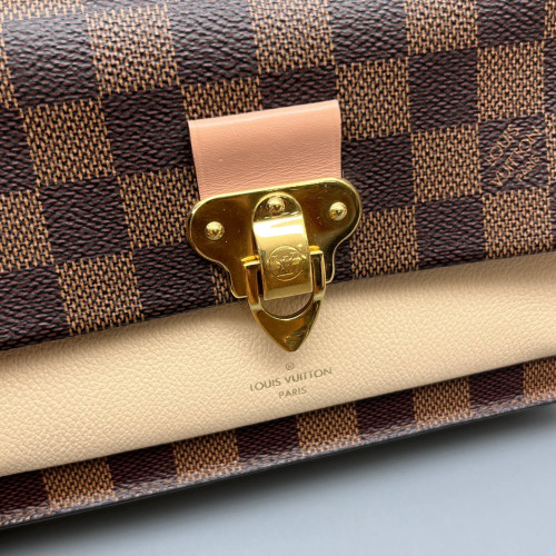 Louis Vuitton Vavin Chain Wallet Damier Ebene Beige Dark Brown Light Brown
