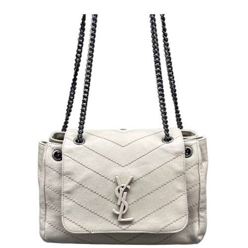 Yves Saint Laurent Small Nolita Shoulder Bag Calfskin White
