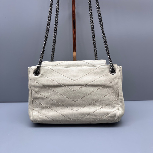 Yves Saint Laurent Small Nolita Shoulder Bag Calfskin White