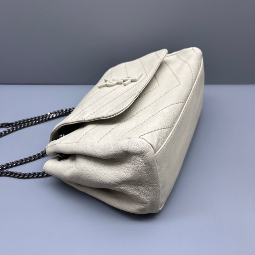 Yves Saint Laurent Small Nolita Shoulder Bag Calfskin White