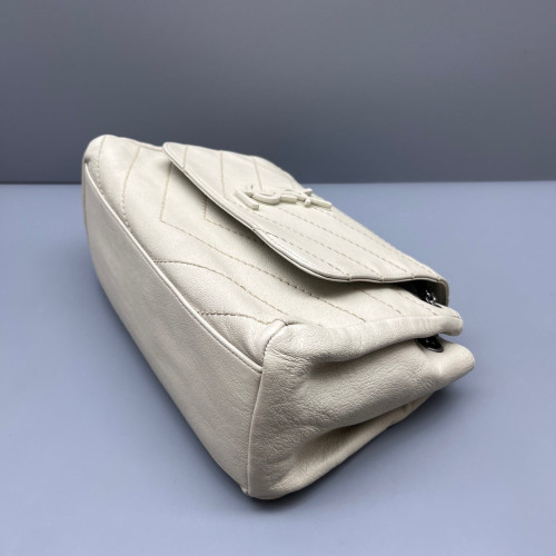 Yves Saint Laurent Small Nolita Shoulder Bag Calfskin White