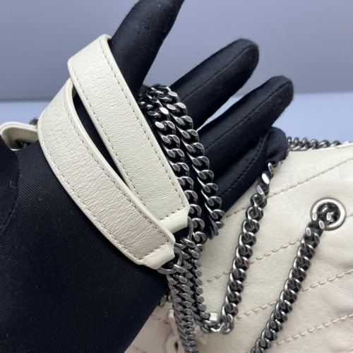 Yves Saint Laurent Small Nolita Shoulder Bag Calfskin White