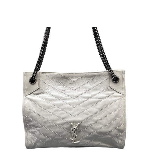 Yves Saint Laurent Shopping Tote Pull Up Leather White