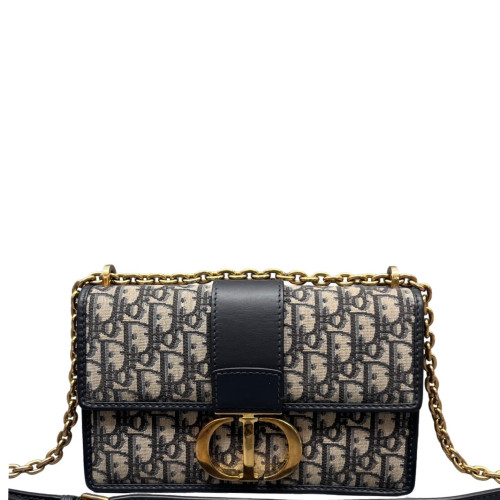 Dior 30 Montaigne Flap Bag Oblique Black Beige