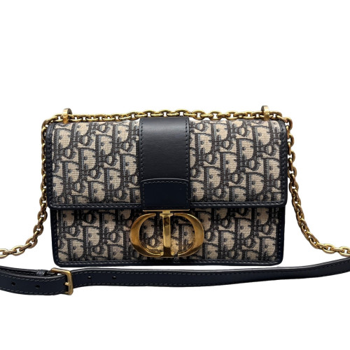 Dior 30 Montaigne Flap Bag Oblique Black Beige