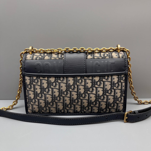 Dior 30 Montaigne Flap Bag Oblique Black Beige