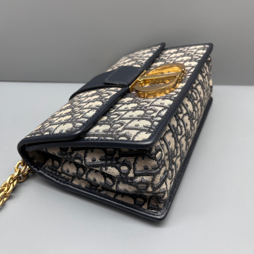 Dior 30 Montaigne Flap Bag Oblique Black Beige