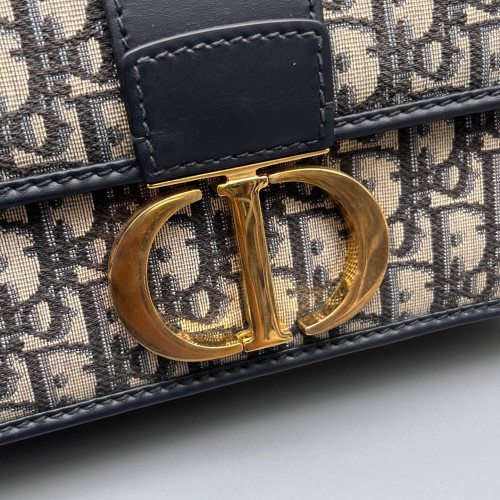 Dior 30 Montaigne Flap Bag Oblique Black Beige