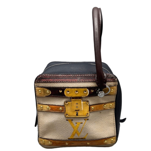 Louis Vuitton Square Bag Calfskin Black Natural Tan