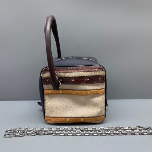 Louis Vuitton Square Bag Calfskin Black Natural Tan