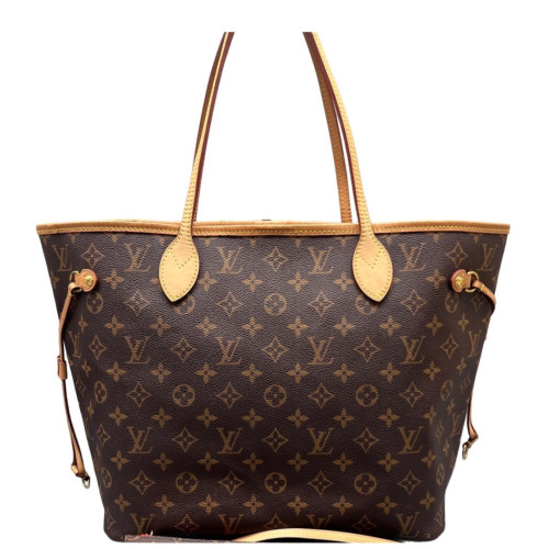 Louis Vuitton Neverfull MM Monogram Dark Brown Light Brown Red