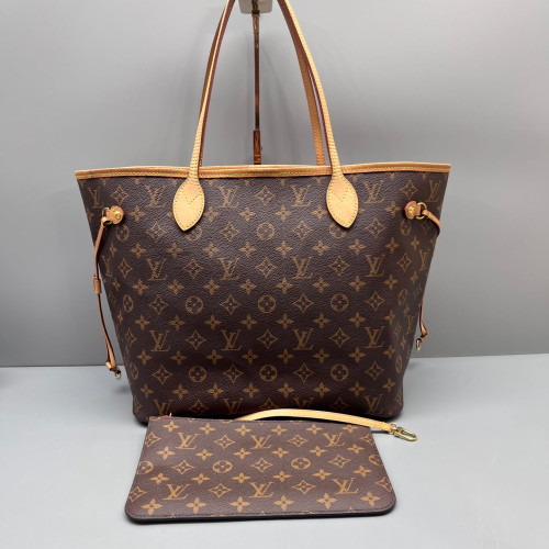 Louis Vuitton Neverfull MM Monogram Dark Brown Light Brown Red