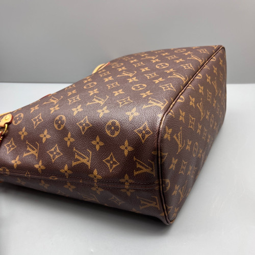 Louis Vuitton Neverfull MM Monogram Dark Brown Light Brown Red