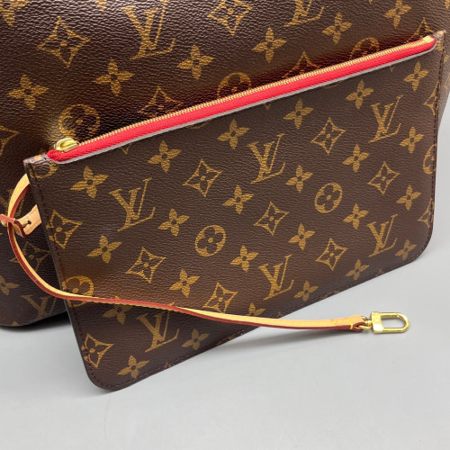 Louis Vuitton Neverfull MM Monogram Dark Brown Light Brown Red