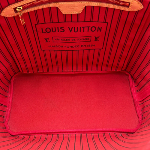 Louis Vuitton Neverfull MM Monogram Dark Brown Light Brown Red
