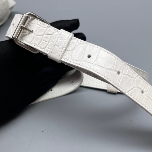 Balenciaga Hourglass Medium Calfskin Crocodile Embossed White
