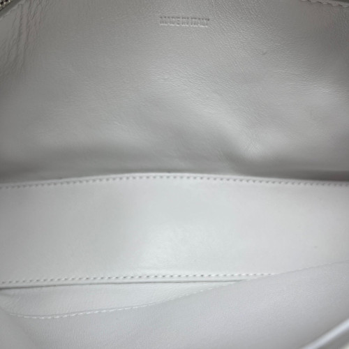 Balenciaga Hourglass Medium Calfskin Crocodile Embossed White