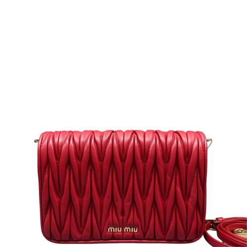 Miu Miu Wallet On Chain WOC Crumpled Lambskin Red