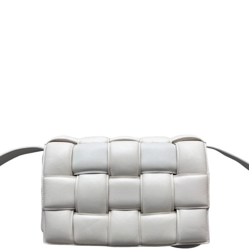 Bottega Veneta Small Padded Cassette Crossbody Bag Calfskin Intrecciato White