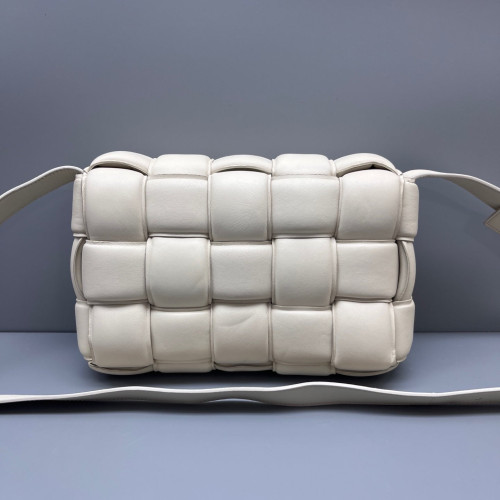 Bottega Veneta Small Padded Cassette Crossbody Bag Calfskin Intrecciato White