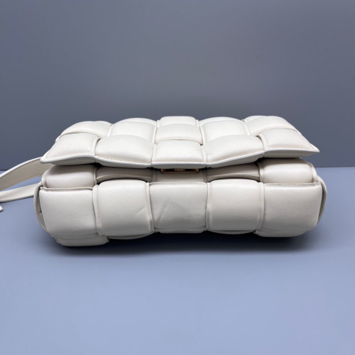 Bottega Veneta Small Padded Cassette Crossbody Bag Calfskin Intrecciato White