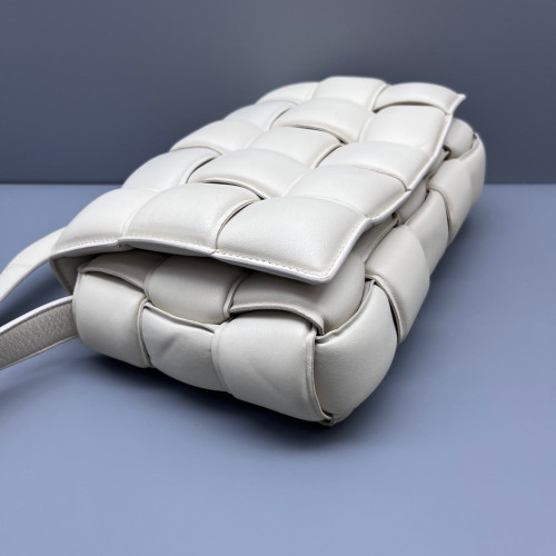 Bottega Veneta Small Padded Cassette Crossbody Bag Calfskin Intrecciato White