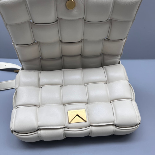Bottega Veneta Small Padded Cassette Crossbody Bag Calfskin Intrecciato White