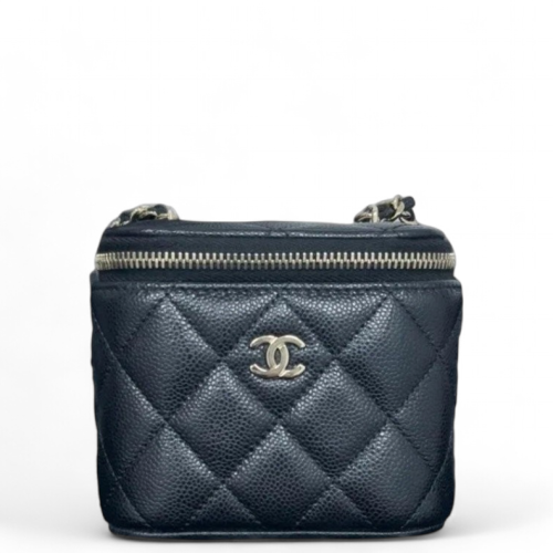 Chanel Quilted Mini Vanity Case Grained Calfskin Black