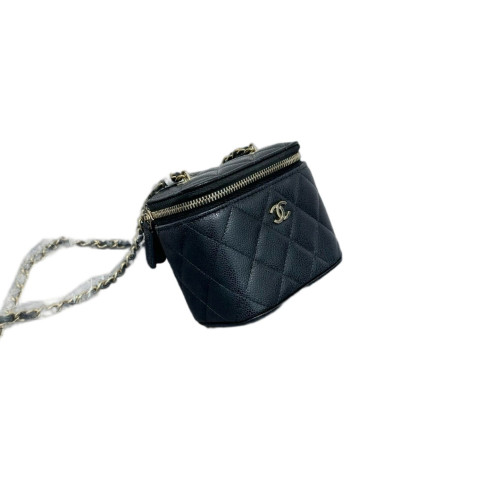Chanel Quilted Mini Vanity Case Grained Calfskin Black