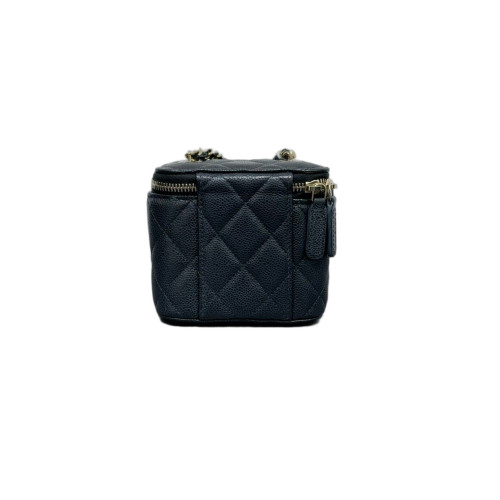 Chanel Quilted Mini Vanity Case Grained Calfskin Black