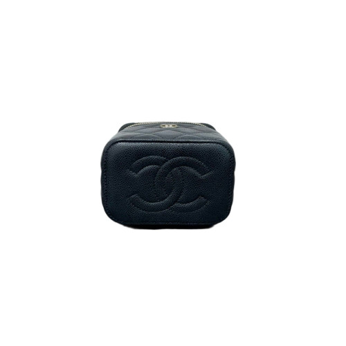 Chanel Quilted Mini Vanity Case Grained Calfskin Black