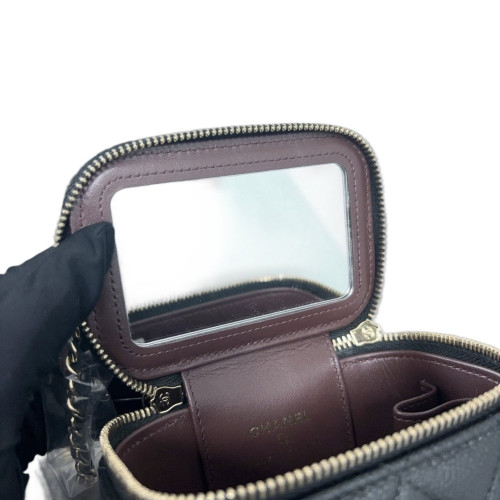 Chanel Quilted Mini Vanity Case Grained Calfskin Black