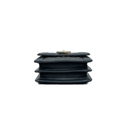 Chanel Quilted North South Boy Flap Grained Calfskin Black