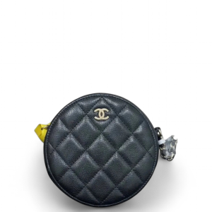 Chanel Quilted Round Filigree Grained Calfskin Black Chanel Quilted Round Filigree Grained Calfskin Black