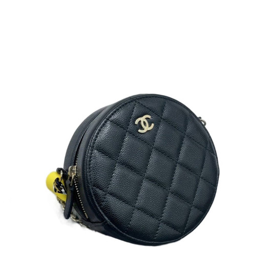Chanel Quilted Round Filigree Grained Calfskin Black Chanel Quilted Round Filigree Grained Calfskin Black