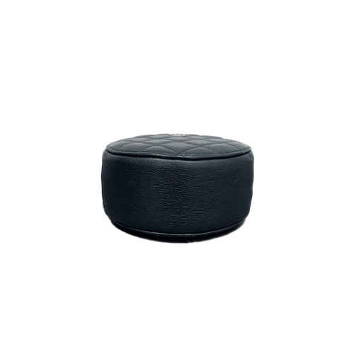 Chanel Quilted Round Filigree Grained Calfskin Black Chanel Quilted Round Filigree Grained Calfskin Black