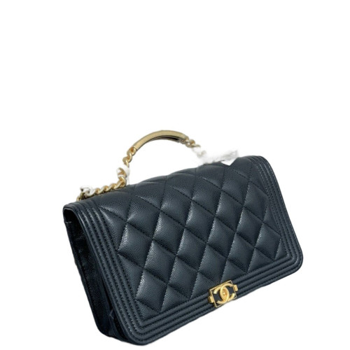Chanel Quilted Top Handle Boy Wallet On Chain WOC Caviar Black Chanel Quilted Top Handle Boy Wallet On Chain WOC Caviar Black