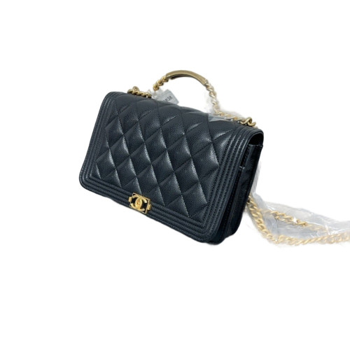Chanel Quilted Top Handle Boy Wallet On Chain WOC Caviar Black Chanel Quilted Top Handle Boy Wallet On Chain WOC Caviar Black