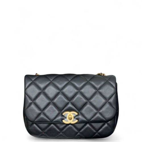 Chanel Quilted Pearl Chain Mini Flap Lambskin Black